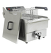 Stainless steel tabletop electric fryer with single 10 litre frying basket and drain valve view 3