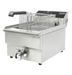 Stainless steel tabletop electric fryer with single 10 litre frying basket and drain valve view 4