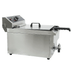 Stainless steel tabletop electric fryer with single 10 litre frying basket and drain valve view 5