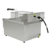 Stainless steel tabletop electric fryer with single 10 litre frying basket and drain valve view 6