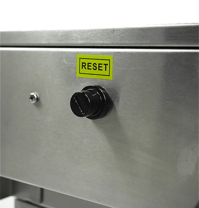 Stainless steel tabletop electric fryer with single 10 litre frying basket and drain valve view 7