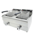 Stainless steel tabletop electric fryer with two separate fry baskets and drain valves view 3