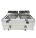 Stainless steel tabletop electric fryer with two separate fry baskets and drain valves view 5