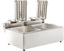 Stainless steel countertop electric fryer with two frying baskets and control knobs view 4