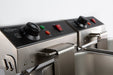 Stainless steel countertop electric fryer with two frying baskets and control knobs view 5