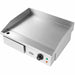 Stainless steel tabletop electric fry top griddle with smooth cooking surface and grease tray view 4