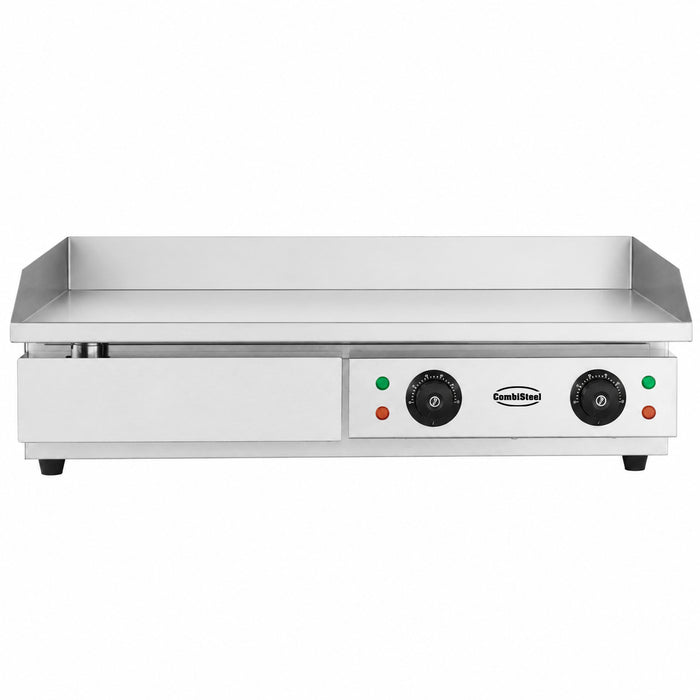 Stainless steel electric tabletop fry top griddle with smooth cooking surface view 2