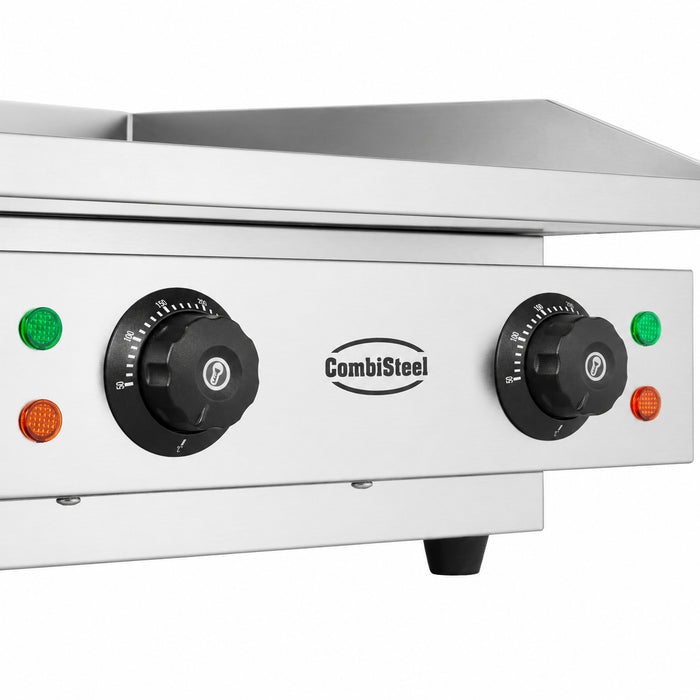 Stainless steel electric tabletop fry top griddle with smooth cooking surface view 3