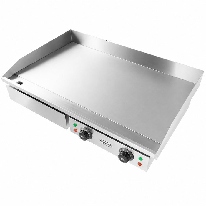 Stainless steel electric tabletop fry top griddle with smooth cooking surface view 4