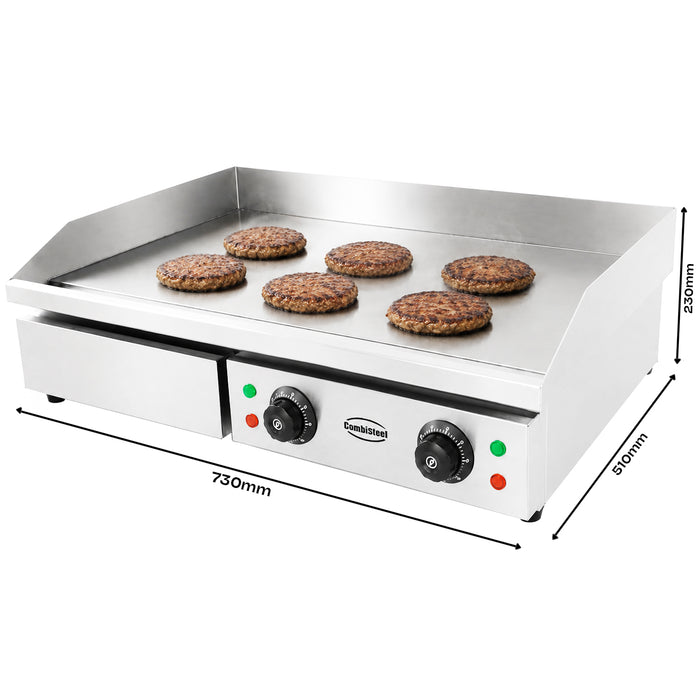 Stainless steel electric tabletop fry top griddle with smooth cooking surface view 5