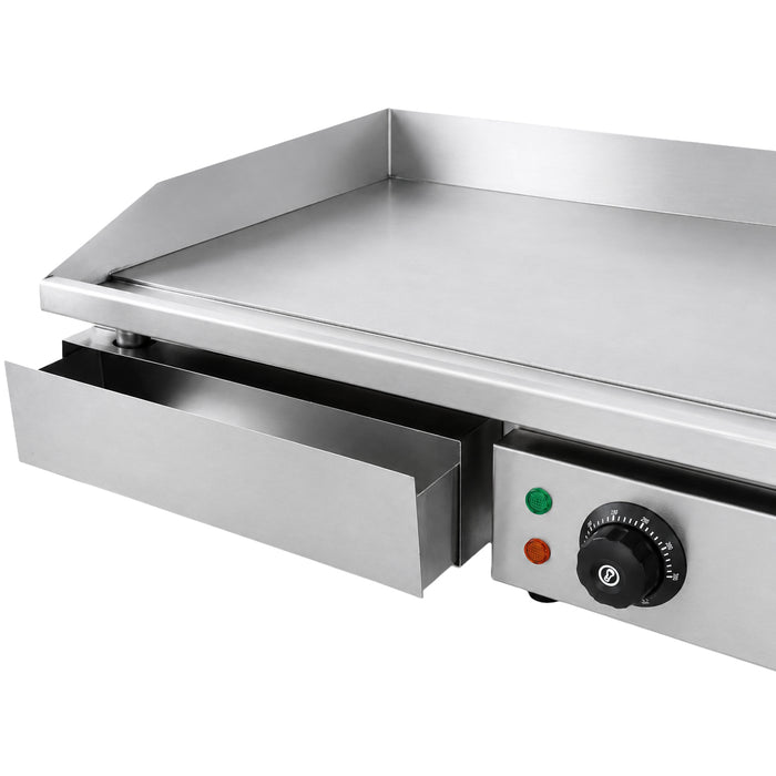Stainless steel electric tabletop fry top griddle with smooth cooking surface view 7