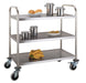 Three shelf stainless steel service trolley, flat-packed delivery, compact catering equipment view 2