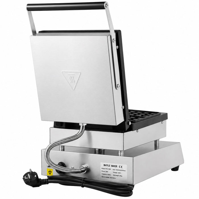 Stainless steel tabletop waffle maker with 240x240mm cooking surface view 4