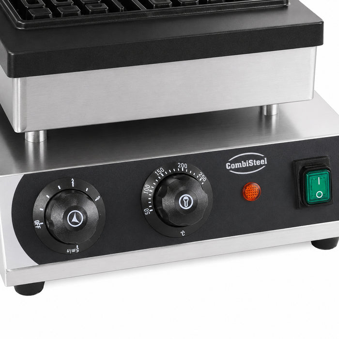 Stainless steel tabletop waffle maker with 240x240mm cooking surface view 6