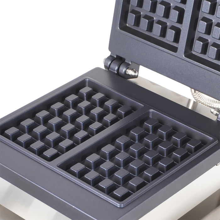 Stainless steel tabletop waffle maker with 240x240mm cooking surface view 7