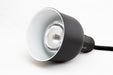 Black telescopic heat lamp with circular reflector head on adjustable stand view 2