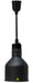 Black telescopic heat lamp with circular reflector head on adjustable stand