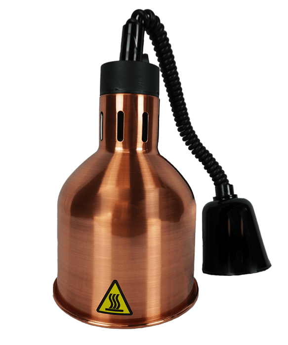 Brass telescopic heat lamp with adjustable height and 175mm diameter reflector shade view 4
