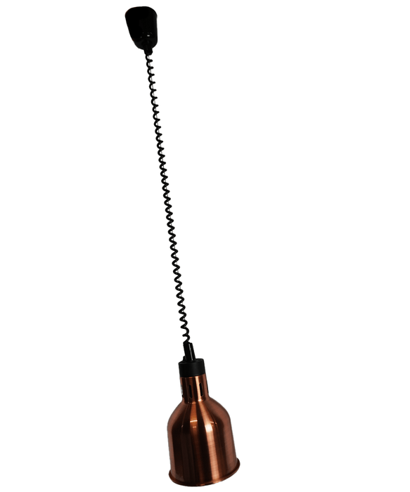Brass telescopic heat lamp with adjustable height and 175mm diameter reflector shade view 7