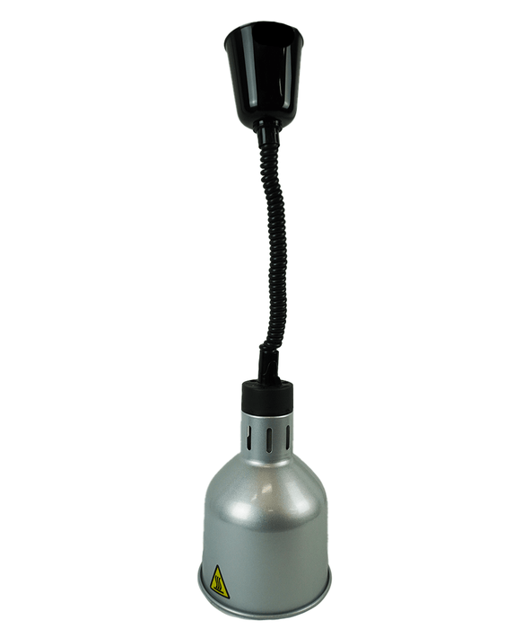 Silver telescopic heat lamp with adjustable height and 175mm diameter reflector view 6
