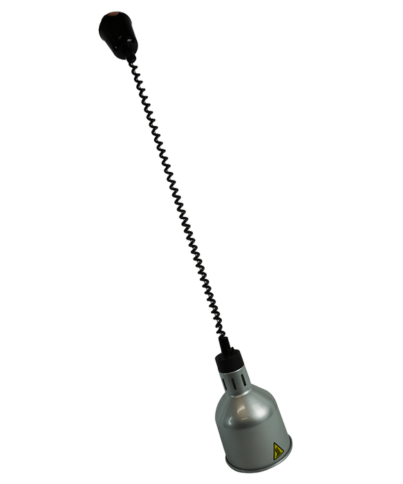 Silver telescopic heat lamp with adjustable height and 175mm diameter reflector view 7