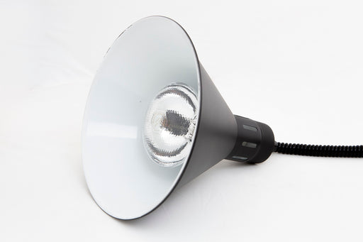 Black telescopic heat lamp with adjustable height and 275mm diameter reflector view 2