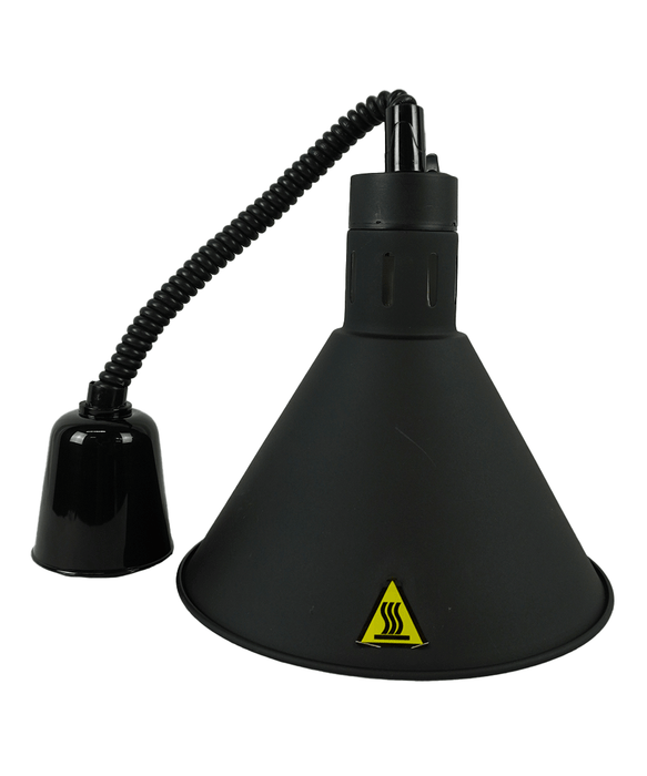 Black telescopic heat lamp with adjustable height and 275mm diameter reflector view 3
