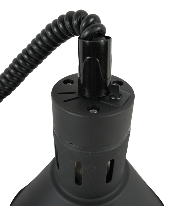 Black telescopic heat lamp with adjustable height and 275mm diameter reflector view 4
