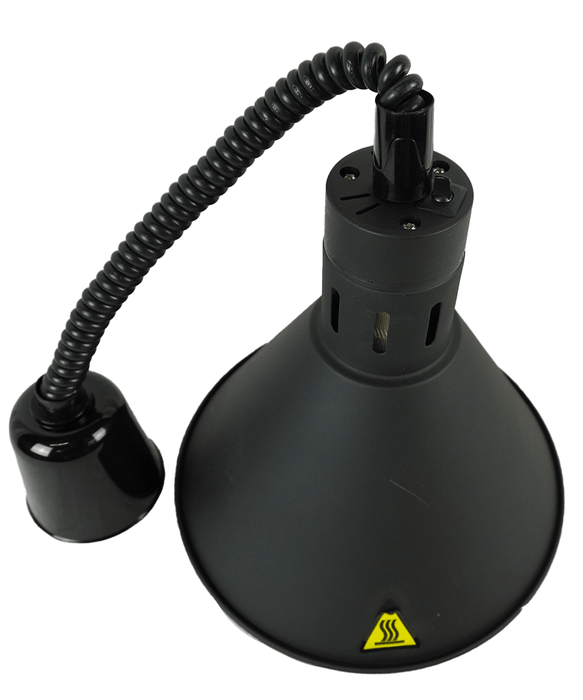 Black telescopic heat lamp with adjustable height and 275mm diameter reflector view 5