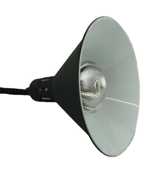 Black telescopic heat lamp with adjustable height and 275mm diameter reflector view 6