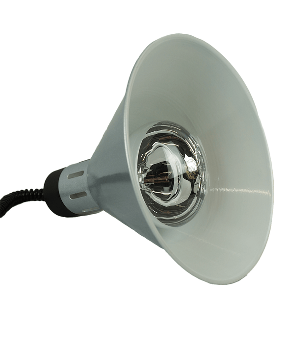 Silver telescopic heat lamp with adjustable height and 270mm diameter reflector view 4