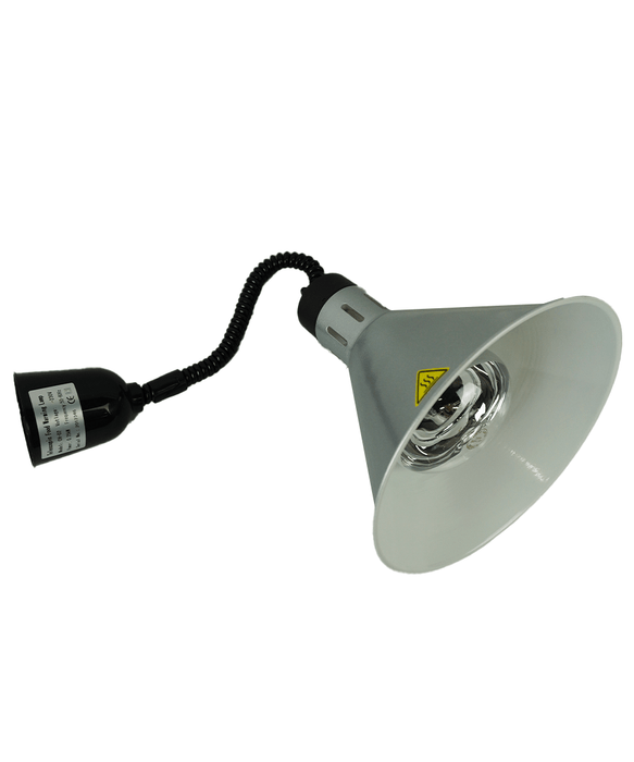 Silver telescopic heat lamp with adjustable height and 270mm diameter reflector view 5