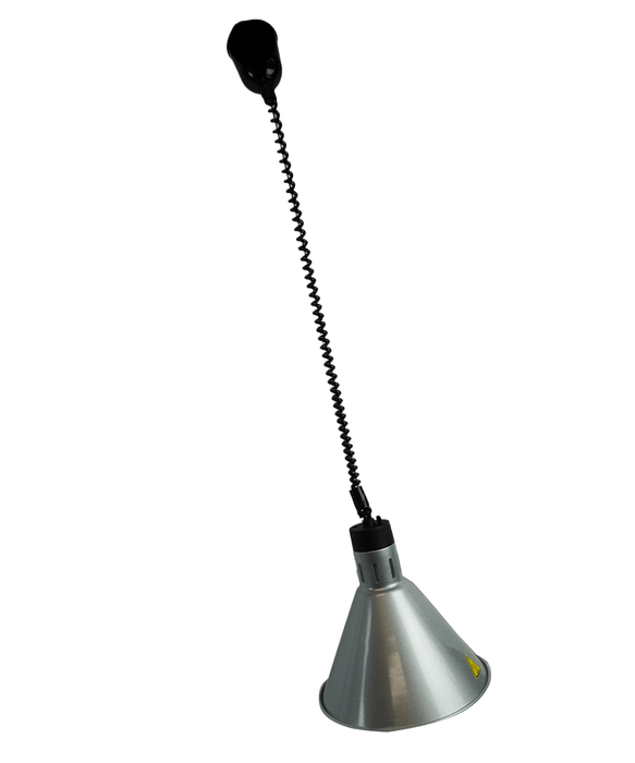 Silver telescopic heat lamp with adjustable height and 270mm diameter reflector view 7
