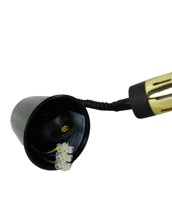Gold telescopic heat lamp with 290mm diameter shade and adjustable pole view 6