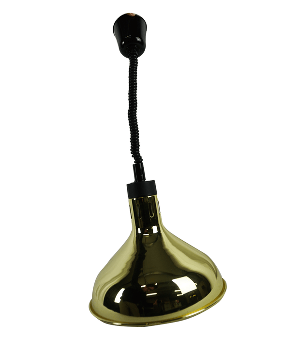Gold telescopic heat lamp with 290mm diameter shade and adjustable pole view 7