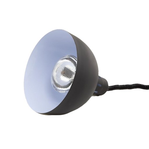 Black telescopic heat lamp with 240mm diameter reflector and adjustable stand view 2