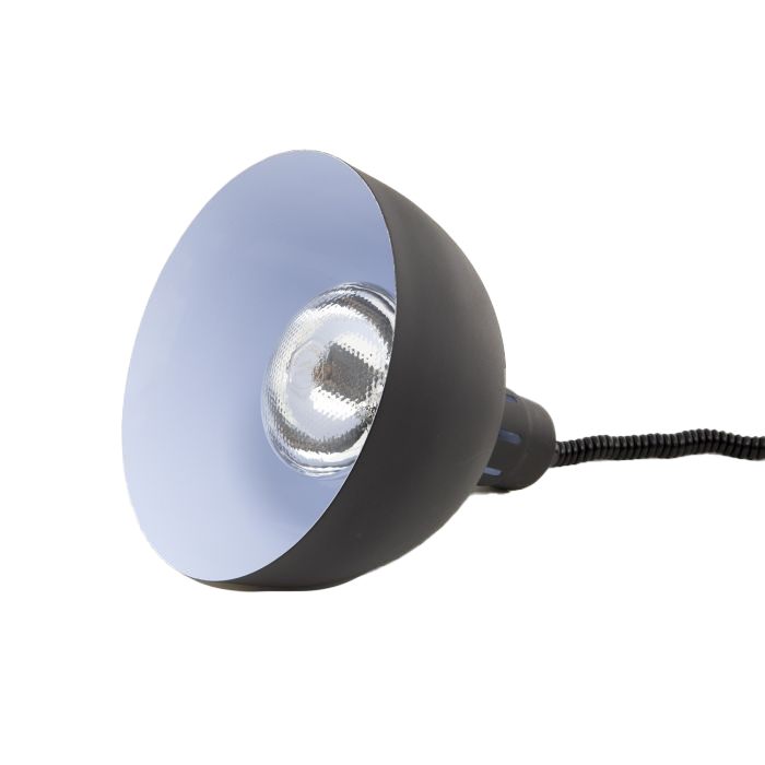 Black telescopic heat lamp with 240mm diameter reflector and adjustable stand view 2