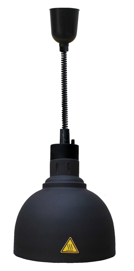 Black telescopic heat lamp with 240mm diameter reflector and adjustable stand