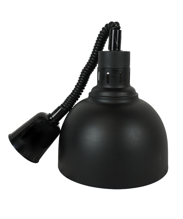Black telescopic heat lamp with 240mm diameter reflector and adjustable stand view 3
