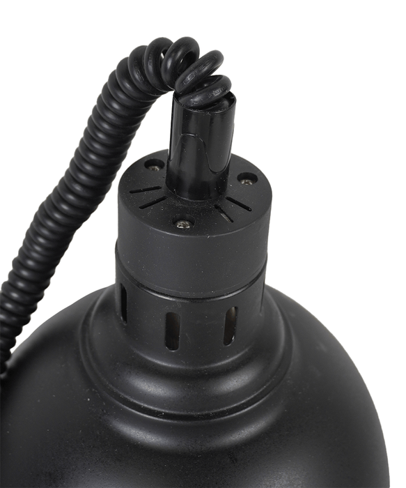 Black telescopic heat lamp with 240mm diameter reflector and adjustable stand view 6