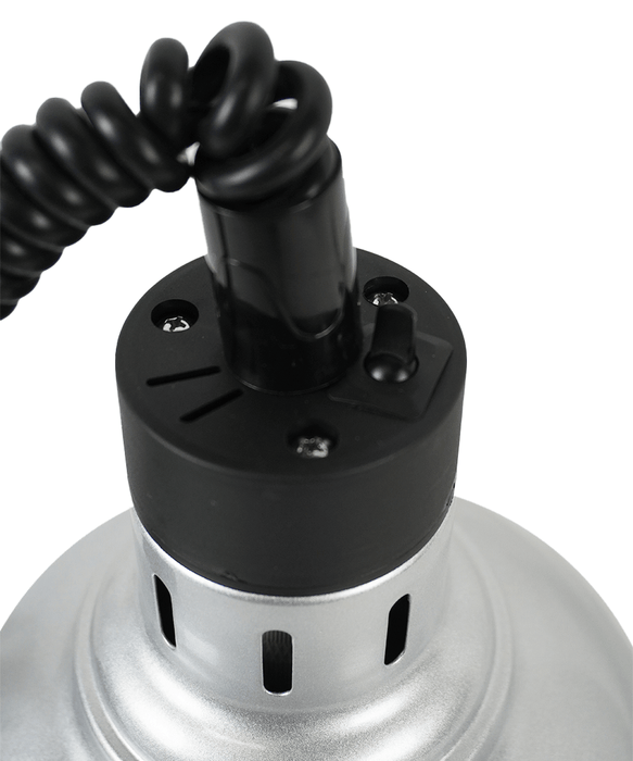Silver telescopic heat lamp with adjustable stand and lamp head view 3