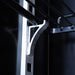Black upright refrigerator with two glass doors and LED interior lighting view 4