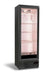 Tall black stainless steel dry age cabinet with single right-hinged door and digital display