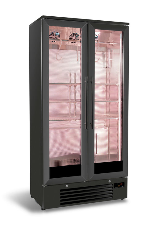 Combisteel black stainless steel two door dry age cabinet with digital display