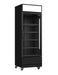 Combisteel FCU-370 black single glass door display fridge, flat canopy, door closed