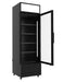 Combisteel FCU-370 black display fridge with the door open showing shelving