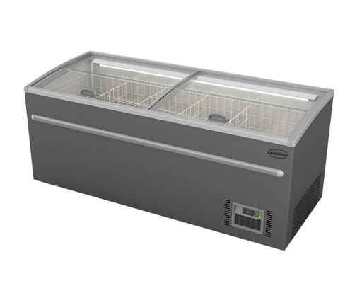 Grey Combisteel GREY 2100 chest freezer with digital display and LED lighting