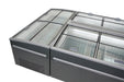 Grey commercial chest freezer with digital display and LED lighting view 6
