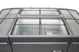 Grey commercial chest freezer with digital display and LED lighting view 7