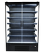 Black wall mounted commercial display fridge with two glass doors and LED lighting view 2